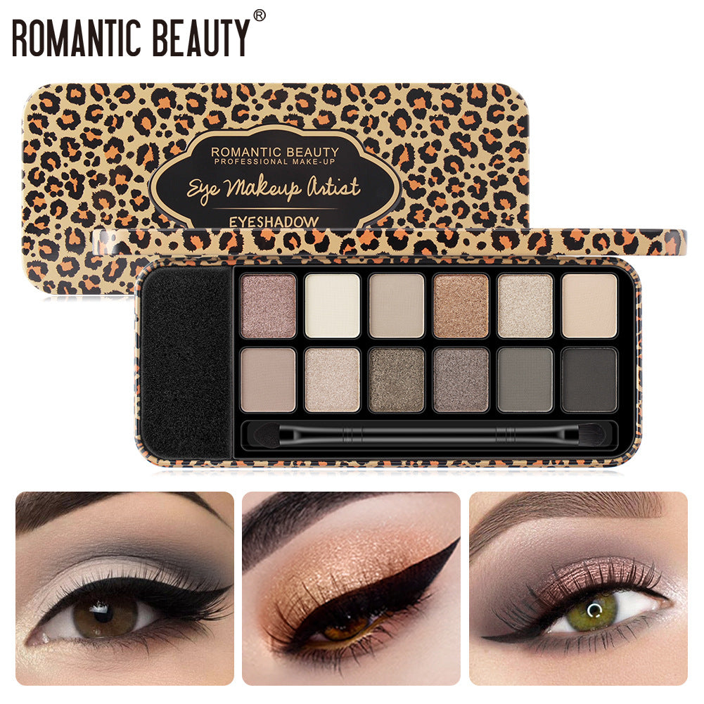 Multicolor Leopard Eye Shadow Palette Pearlescent Matte Glitter Powder Eye Shadow With Brush