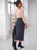 Lace Up Front Long Sleeve Ribbed T-Shirt