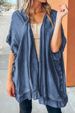Ruffled Open Front Denim Cardigan