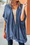 Ruffled Open Front Denim Cardigan