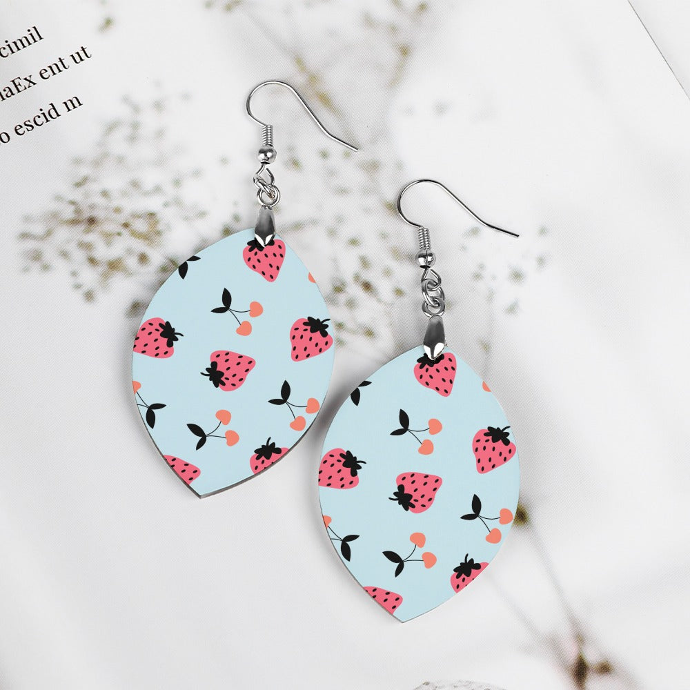 Strawberry Cherry Cute Wooden Earrings Pendant