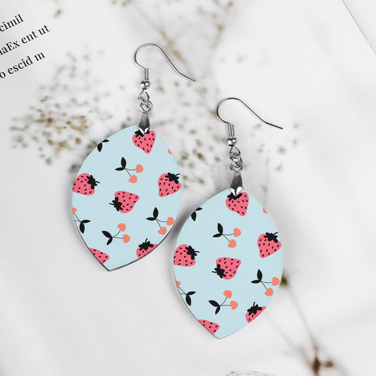 Strawberry Cherry Cute Wooden Earrings Pendant