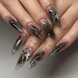 Butterfly and Bows Long Almond Shape False Nails Set