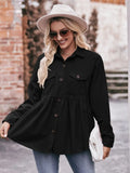 Mandy Autumn Collared Neck Loose Fit Button Down Top