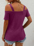 Strap Off-Shoulder Short Sleeve T-Shirt