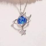 Starry Sky Galaxy Moon Diamond Star Pendant Necklace