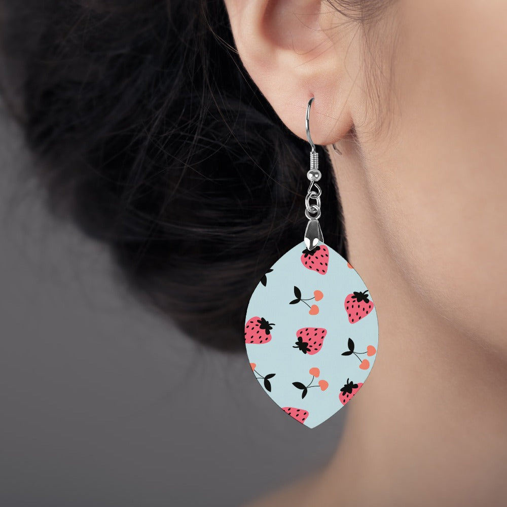 Strawberry Cherry Cute Wooden Earrings Pendant