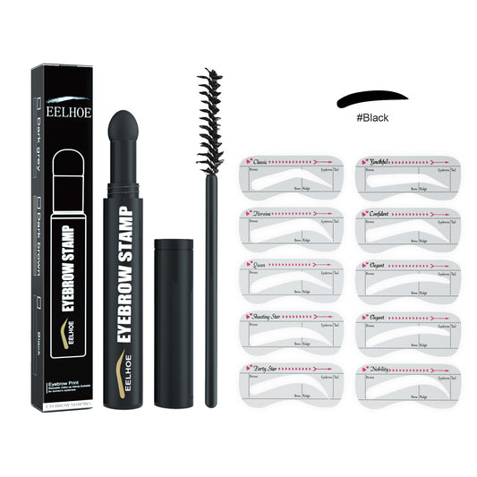 Easy Eyebrow Pencil Stamp with Shaping Tools, Moisturizing and Waterproof With Eyebrow Cards and Brush