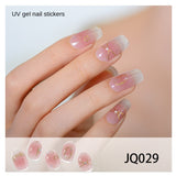 Gel Nail Art Patches Semi-Cured UV Light Nail Stickers Waterproof 16 Patch Sets with Many Designs Halloween Christmas Nail Art