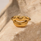 Trendy Stainless Steel Lip Design Ring, Women's Adjustable Size Ring with Lips Jewelry Gift