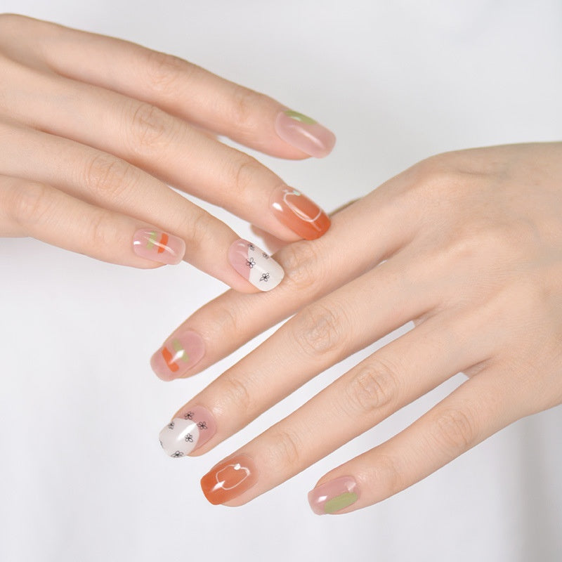 Gel Nail Art Patches Semi-Cured UV Light Nail Stickers Waterproof 16 Patch Sets with Many Designs Halloween Christmas Nail Art