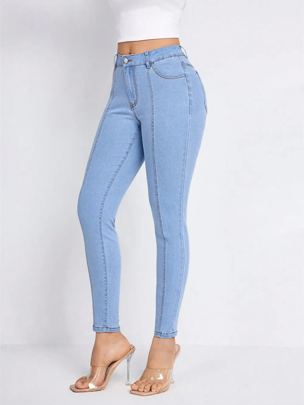 Skinny Stripe Jeans with Pockets
