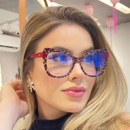 Color Block Anti Blue Light Cat Eye Glasses