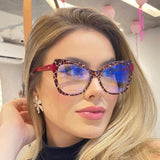 Color Block Anti Blue Light Cat Eye Glasses