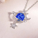 Starry Sky Galaxy Moon Diamond Star Pendant Necklace