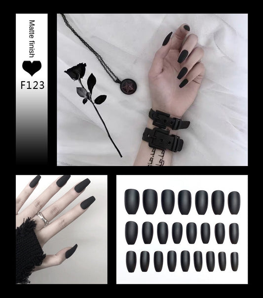 Fake Nails Set Stiletto Coffin Tips Press on Long False Nails with Glue 24 Beautiful Colors
