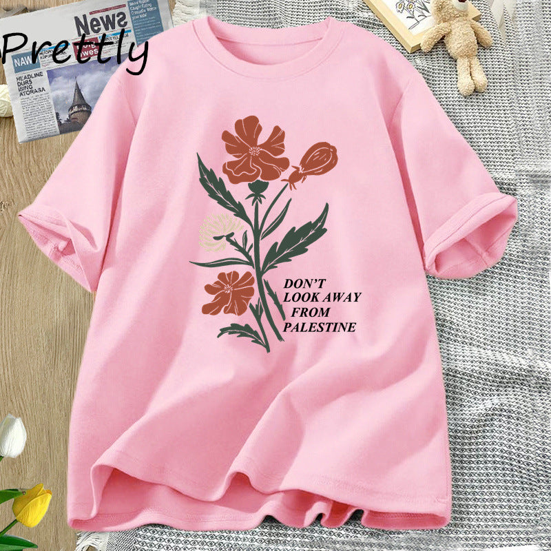 Don't Look Away From Palestine Flowers T-shirt