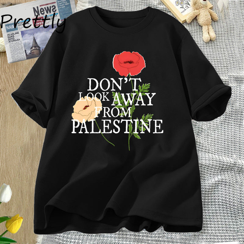 Don't Look Away From Palestine Flowers T-shirt