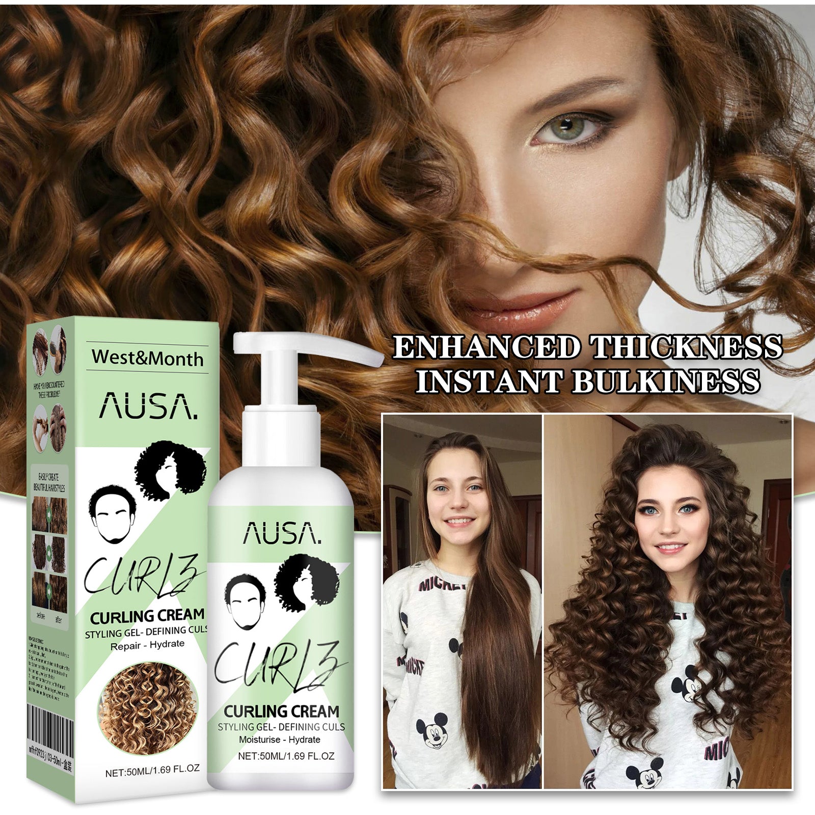 Curly Hair Styling Cream, Moisturizing Curly Hair Styling Fluffy Strong Hair Keratin Smoothing Frizz