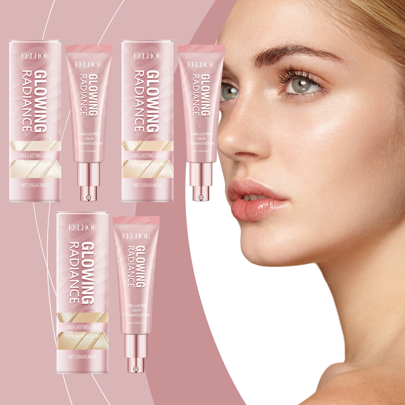 Moisturizing Light Liquid Foundation, Long Lasting Glowing Skin