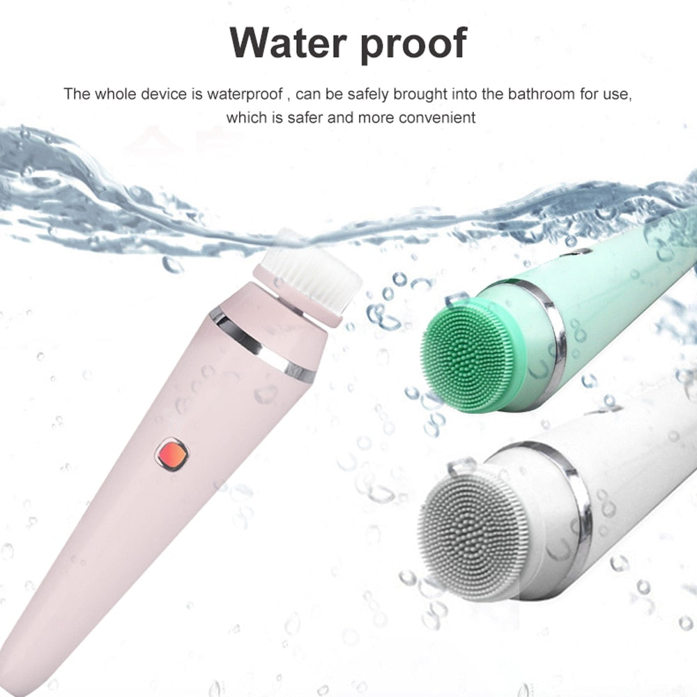 4 in 1 Electric Deep Cleansing Face Brush Spinning Pore Cleaner Face Wash Tool Makeup Remover