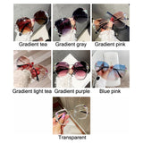 Vintage Rimless Rhinestone UV400 Sunglasses Retro Lens Gradient Sun Glasses