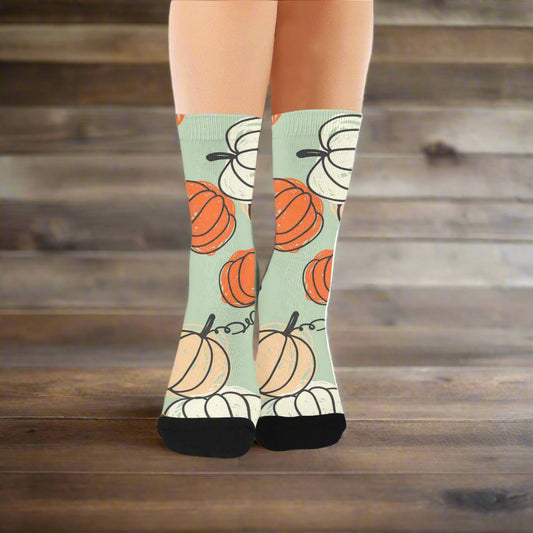 Green Pumpkin Socks for Women (Made in USA)