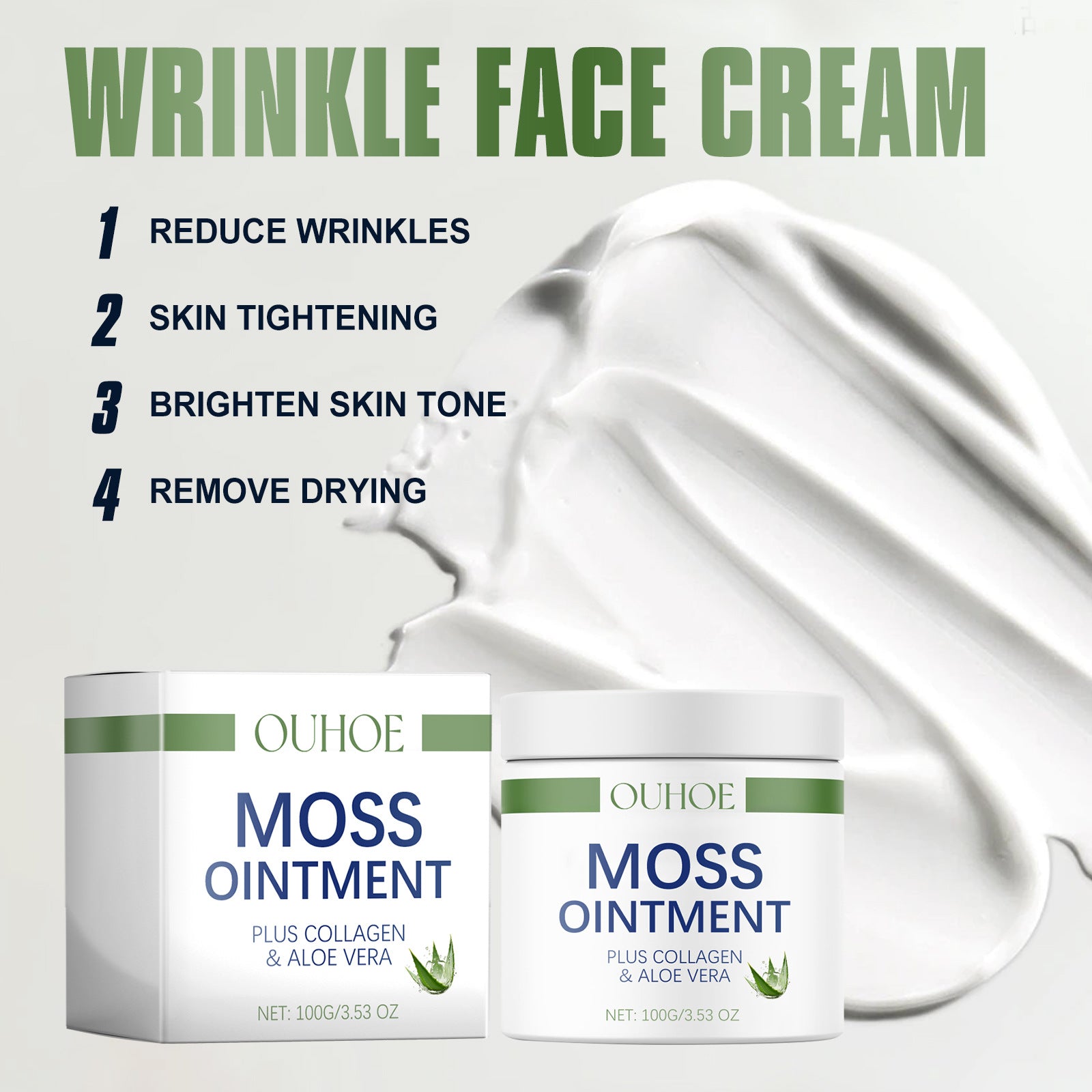 Anti-Aging Moss Moisturizing Ointment, Face Collagen Hydrating Anti-Wrinkle Aloe Essence Moisturizing Refreshing Cream