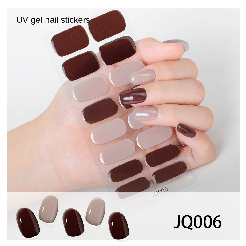 Gel Nail Art Patches Semi-Cured UV Light Nail Stickers Waterproof 16 Patch Sets with Many Designs Halloween Christmas Nail Art