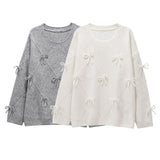 Sweet Round Neck Bow Knitted Sweater