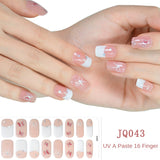 Gel Nail Art Patches Semi-Cured UV Light Nail Stickers Waterproof 16 Patch Sets with Many Designs Halloween Christmas Nail Art