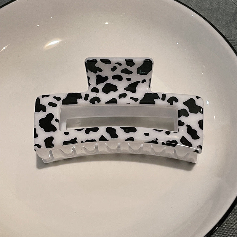 Leopard Animal Print Hair Clips, Large Cow Pattern, Checkered, Iridescent Geometric Rectangle Clips