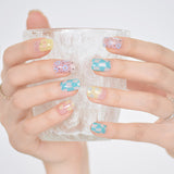 Gel Nail Art Patches Semi-Cured UV Light Nail Stickers Waterproof 16 Patch Sets with Many Designs Halloween Christmas Nail Art