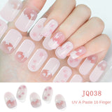 Gel Nail Art Patches Semi-Cured UV Light Nail Stickers Waterproof 16 Patch Sets with Many Designs Halloween Christmas Nail Art