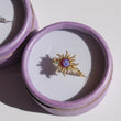 Solar Sun Purple Iridescent Stone Ring, Beautiful Galaxy Twisted Ring with Diamonds