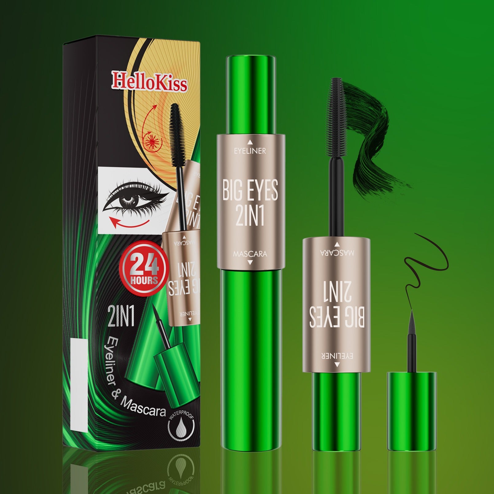 Double-Ended Mascara and Eyeliner, Long and Thick, Natural and Smooth, No Smudge Eyeliner