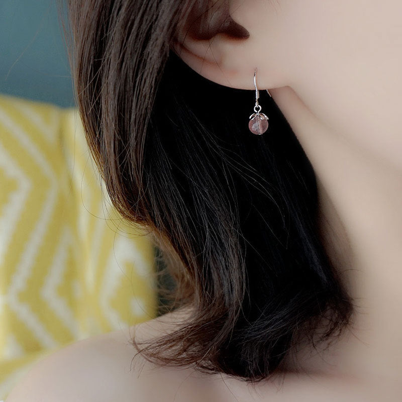 Strawberry Rose Gold Earrings with Pink Crystal