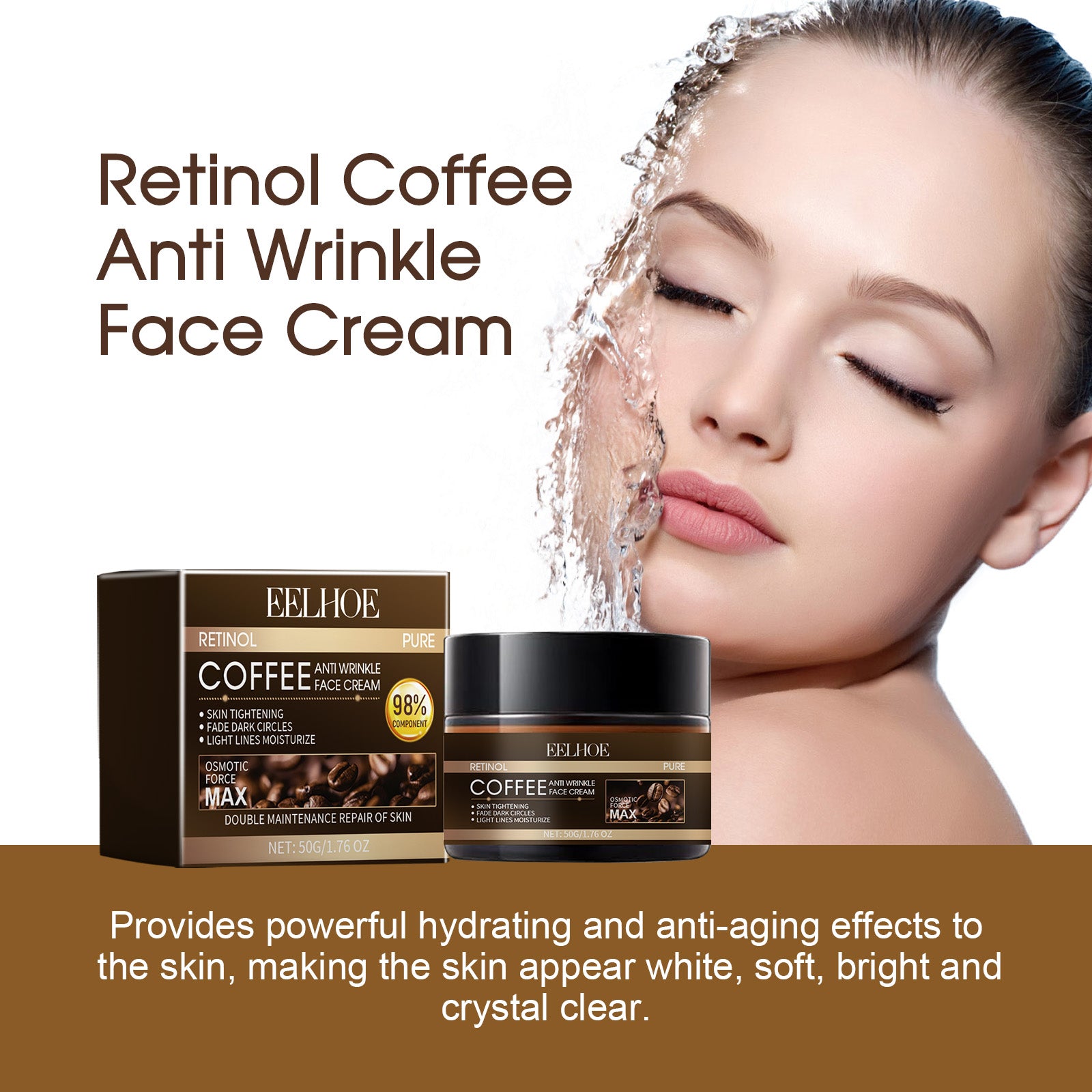 Retinol Coffee Anti Wrinkle Face Cream Repair Damaged Skin Reduce Wrinkle Defects Soft Cream