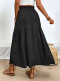 Frill High Slit Long Flowy Skirt