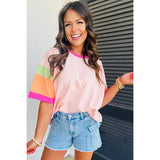 Neon Color Block Half Sleeved Top