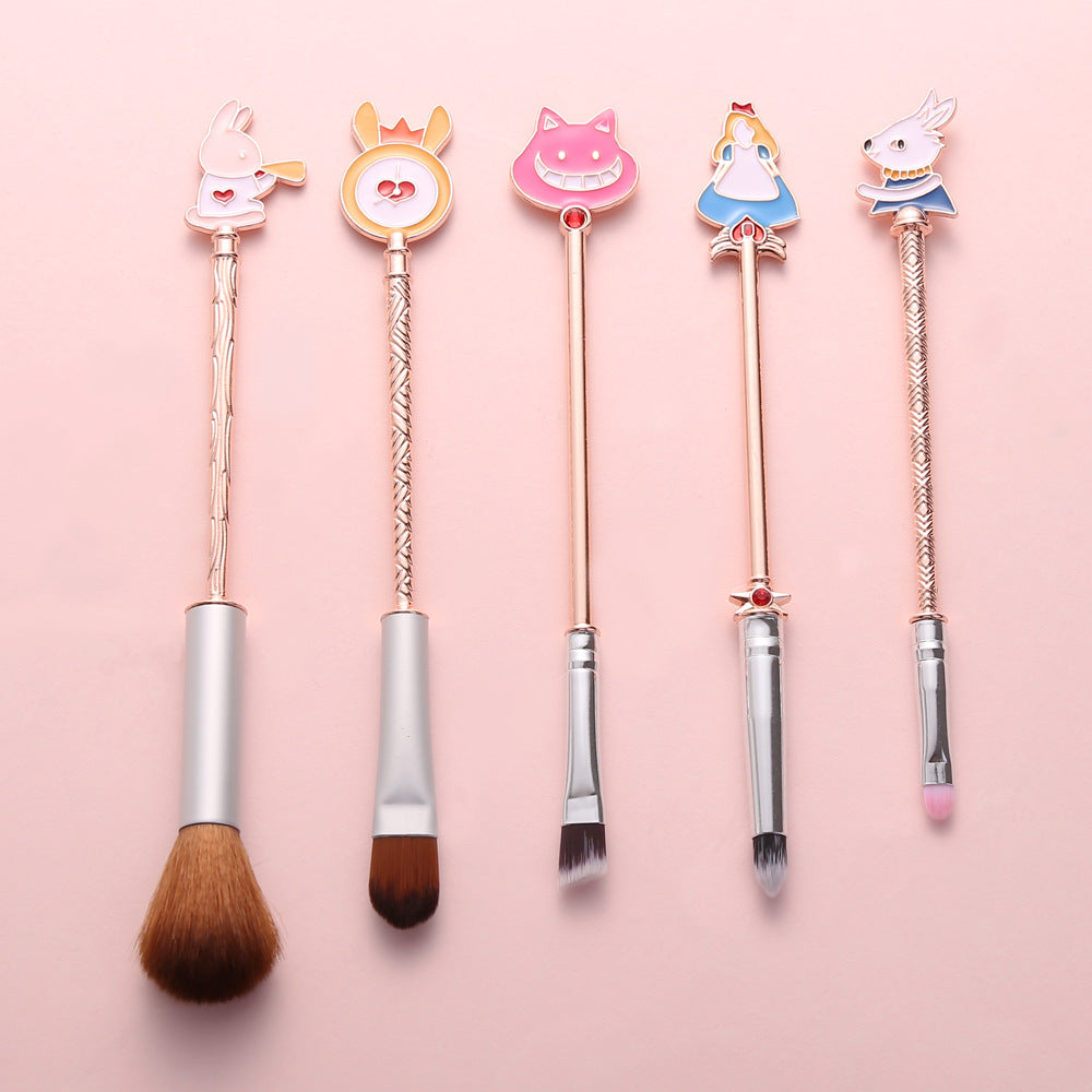 Disney Alice Makeup Brush Set Powder Brushes for Blush, Eyeshadow, Eyeliner, Eyebrows
