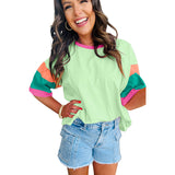 Neon Color Block Half Sleeved Top