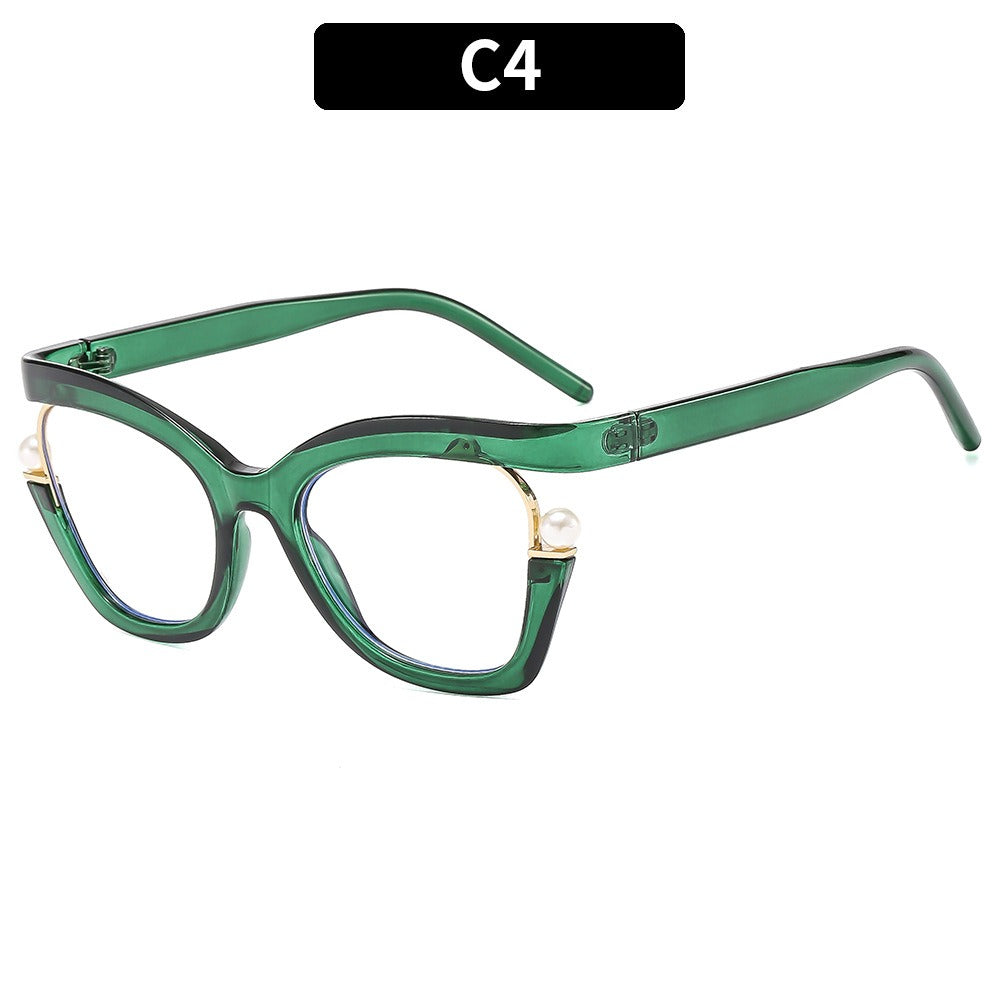 Anti-blue Light Women's Thick Pearl Glasses