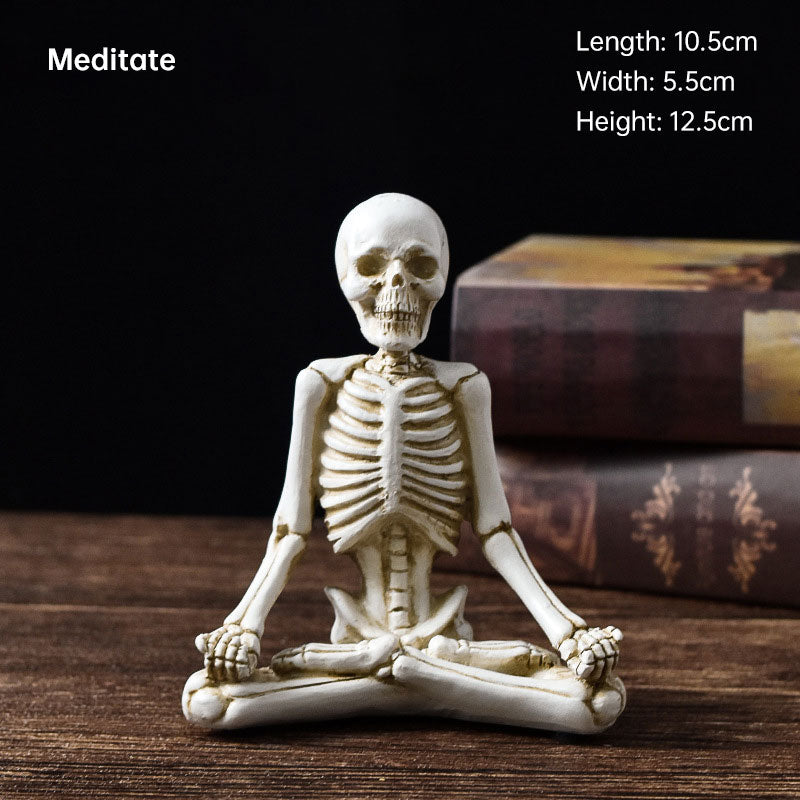 Skeleton Yoga Figurine Decoration Ornaments Skull Small Halloween Decorations