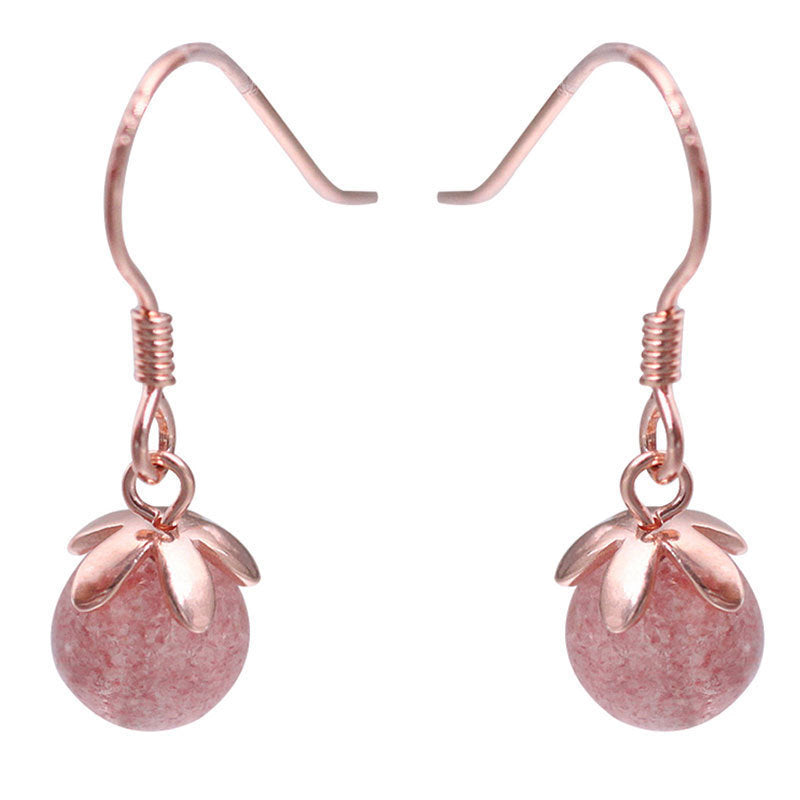 Strawberry Rose Gold Earrings with Pink Crystal