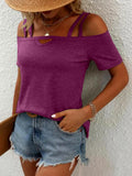 Strap Off-Shoulder Short Sleeve T-Shirt