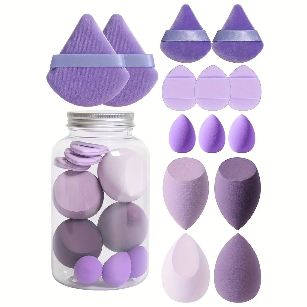 14 Pcs Purple or Pink Makeup Sponge Triangle Blender Sponges Powder Press Puffs Set
