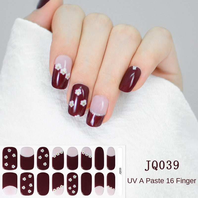 Gel Nail Art Patches Semi-Cured UV Light Nail Stickers Waterproof 16 Patch Sets with Many Designs Halloween Christmas Nail Art
