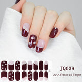 Gel Nail Art Patches Semi-Cured UV Light Nail Stickers Waterproof 16 Patch Sets with Many Designs Halloween Christmas Nail Art