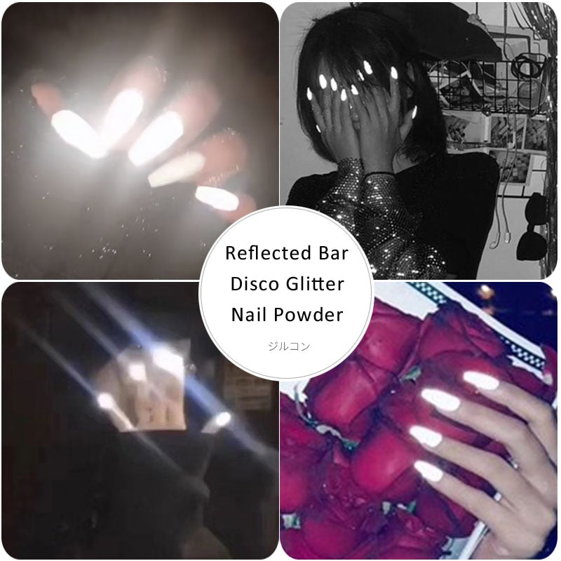 Reflective Nail Powder Shiny Dust Glow In The Dark Sparkling Pigment Fluorescent Nail Art